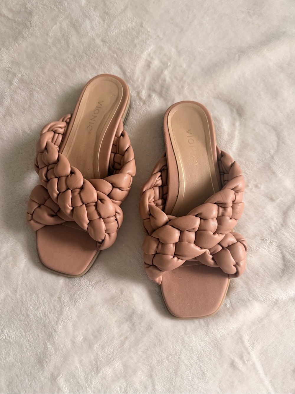 Vionic Braided Padded Neutral Slide Sandals